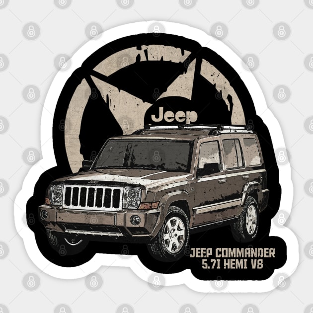 Jeep Commander 57i HEMI V8 JEEP White Star Sticker by ElenaBerryDesigns